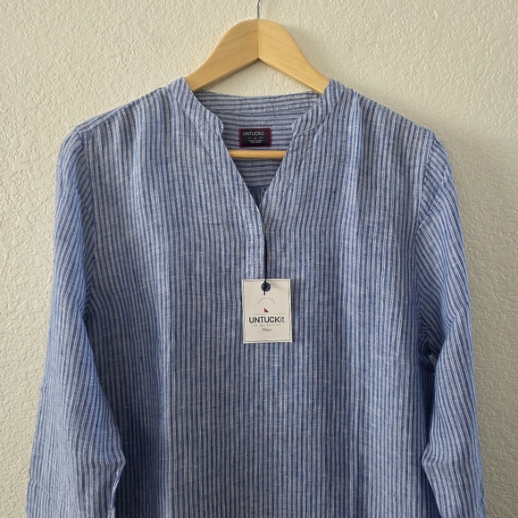 Untuckit Constantia Linen Striped Shirt Dress 14 NWT NEW - Picture 4 of 8